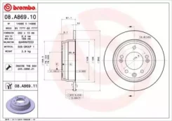 ���� ��������� ������ Kia Ceed, Hyundai i30 1.4-2.0/1.6 CRDi 06 08. A869.10 Brembo 08A86910 08A86910 ����