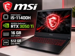MSI. 15.6", 5����, ��� 16 ��, ���� 512���, WiFi: 1, Bluetooth: 1, ����������� �� 4��. ����