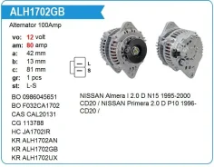 ��������� Nissan QD32, TD42, TD27 100A Terrano, Atlas, KR Krauf ALH1702GB ����
