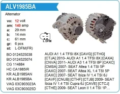 ��������� VW Polo / Passat / Tiguan 2010- Motorherz ALV1985WA ����