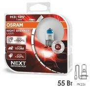 ����� ����������� ��������� ����� h3 pk22s 3400k night breaker laser 12v 55w ������� 2�� Osram 64151Nlhcb 64151NLHCB ����