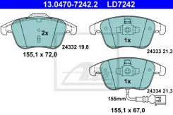 ������� ����. ���. Ceramic VW Tiguan 1.4 TSI/2.0 TDI/TFSI 09/07- ATE 13-0470-7242-2 13047072422 ����
