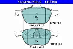 ������� ����. ���. Ceramic FORD Focus II 11/04-, Mazda III 1,4/1,6/2,0/1,6DI 10/03-, Volvo S40 II 1/04- ATE 13-0470-7193-2 13047071932 ����