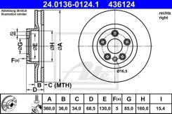 ���� ����. ������. ����. R [360x36] 5 ���. VW Touareg 10- ATE 24-0136-0124-1 24013601241 ����