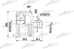 ���� ������ �-�� 33x53x30 ABS:45T Skoda: Superb 02-, VW: Passat 00-05, Passat Variant 00-05 Patron PCV1375 PCV1375 ����