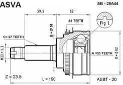 ���� ������� | ����� | Subaru/ Impreza GC8/ GF8 4WD/30*56*27 �� [178Asvasb26A44] SB26A44 ����