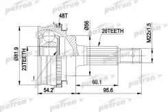 ���� ������ �������� 26x56x23 ABS:48T Toyota: Carina E 92 - 97, Carina II 87 - 93, Celica ���� 82 - 86, Corolla 92 - Patron PCV1347 PCV1347 ����