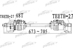 ������� �������� ���� ����� 27x673x62,2x27 ABS:48T Hyundai Tucson 2.0 05- Patron PDS0510, ����� PDS0510 ����