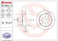 ���� ����. ���. [239x9] 4 ���. Brembo 08. A920.10 08A92010 ����