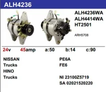 ��������� Nissan/HINO Trucks eng. [PE6A], [FE6], [H07D], [HO7D], PF6TB, 45A � ������ Motorherz ALH4236WA ����