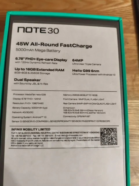 Infinix Note 30. �/�, 256 ��, ������, 4G LTE ����