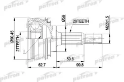 ���� ������ �-�� 26x56x27 Toyota: Carina 89-, Camry 90- Patron PCV1207 PCV1207 ����