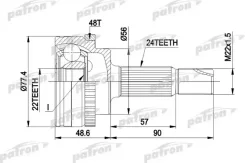 ���� ������ �-�� 24x58x22 ABS:48T Toyota: Yaris 99-, Yaris Verso 99- Patron PCV1447 PCV1447 ����