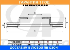 ��������� ���� (314x24x87.1x45.3x6) Trustauto / TABD5002 �������� 12 ��� TABD5002 ����